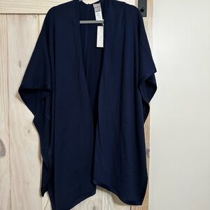 Chico’s Navy Ruana Sweater Cape NWT Small/Medium